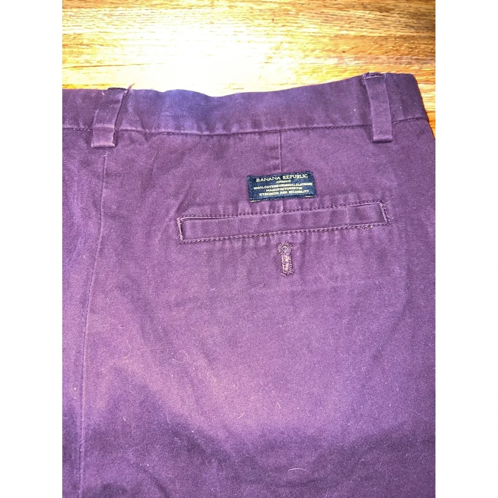 Banana Republic Mens 33x34 Burgundy Plum‎ Aiden Slim Fit Chino Flat Front Pants